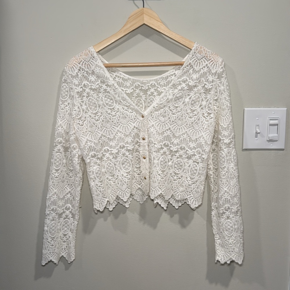 SÉZANE Daisy Lace Blouse in White sz US 6 / FR 38 - Picture 5 of 9